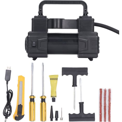 Compresseur d'air portable sans fil à double cylindre avec lampe de travail LED pour voiture 12 V 150 PSI (1/5)