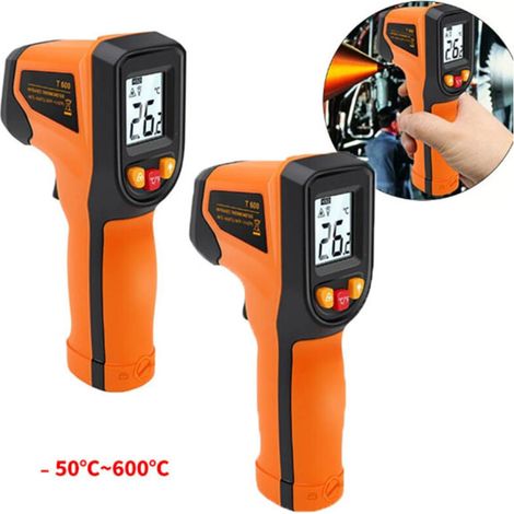 Tragbares Infrarot-Thermometer, 2-teiliges Küchenmessgerät, Lebensmitteltemperaturmessung, -50-600℃, batterielos
