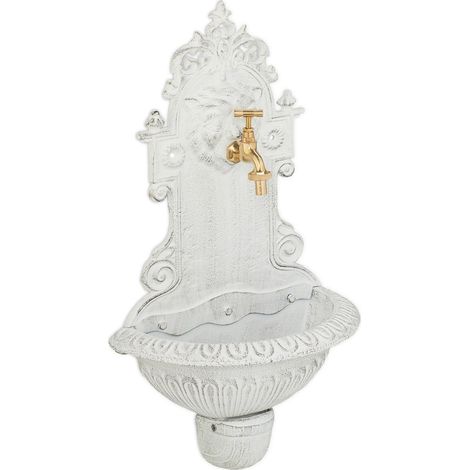 Fuente de jardín de hierro fundido de pared con grifo