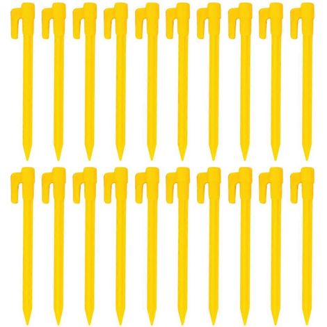 Ensemble de 20 piquets de sol pour auvents et tentes de camping, avec crochets en plastique, tapis de plage et tentes coupe-vent. (1/5)