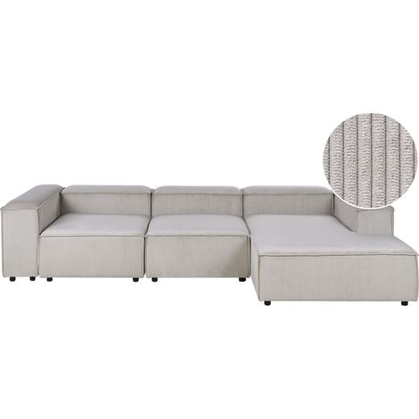 Sofá modular 4 plazas moderno patas negras tapizado pana gris pardo izquierdo Ardal (1/5)
