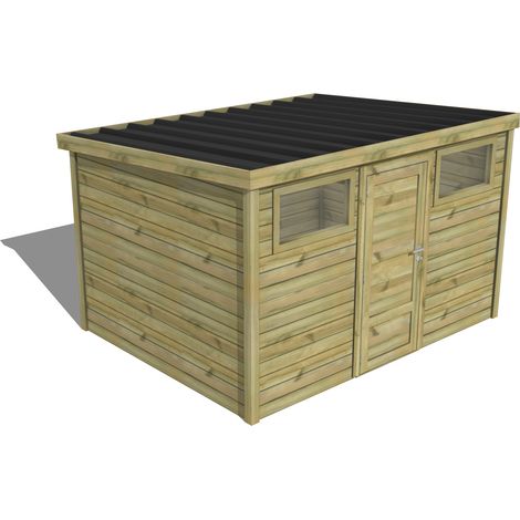 ABRI DE JARDIN bois traité 27mm, Essentiel, 3,4x2,6m, 9m2 (1/3)