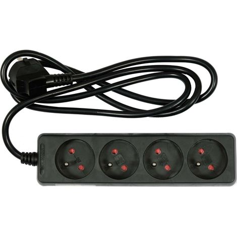 VOREL 72620 EXTENSION DE CÂBLE AVEC CONNEXION À VIS/4 NOIR/SOCKETS 1,5 M (1/3)