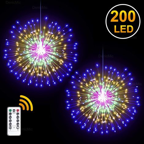 Guirlande Lumineuse LED - 200 LED Cuivre - Effet Feu d'Artifice - 8 Modes - Télécommande - Étanche IP67 - Pour Intérieur Extérieur - Lot de 2 (1/5)