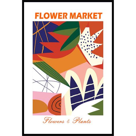 Affiche encadrée composition florale abstraite
