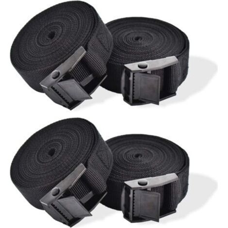 Tie-down straps, 4 pieces ratchet straps, locking straps with buckle, securing straps for motorcycles, cars, bicycle racks, luggage, 2.5 cm x 1 m