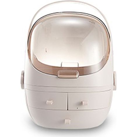 Organizador de maquillaje impermeable con cajón, caja extraíble y tapa transparente (para productos de cuidado facial).