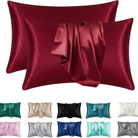 Taie d'oreiller en satin - 50 x 66 cm - Lot de 2 (1/5)