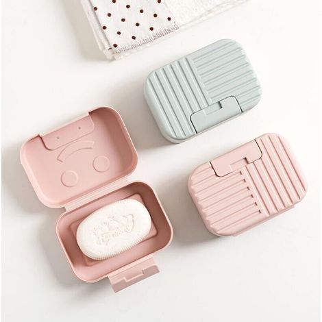 Lot de 2 porte-savon de voyage Boîte à savon Conteneur de savon Parfait pour cadeau, voyage (vert et rose) (1/5)