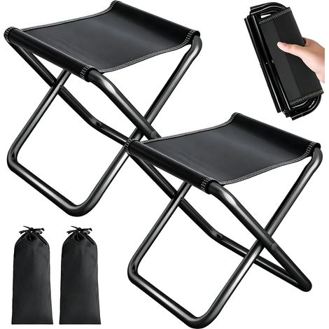 Lot de 2 Tabouret Pliant Portable 100kg, Chaise Pliante Camping avec Sac de Rangement, Tabouret de Jardin (1/5)
