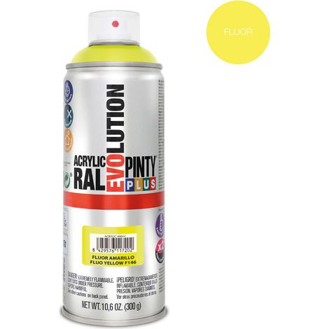 Pintura Spray Fluorescente PintyPlus Evolution - Amarillo 520cc F146