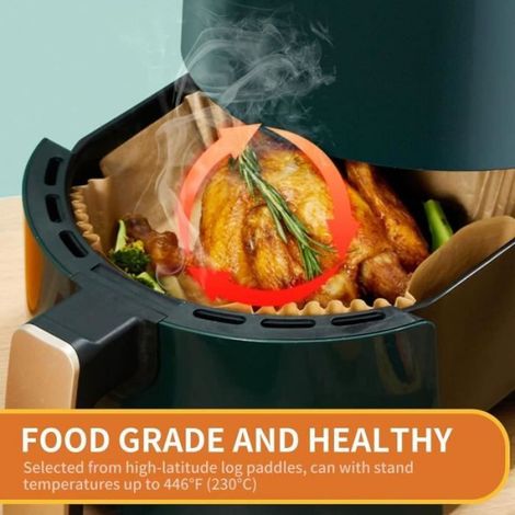 Liner Papier Cuisson Pour Friteuse À Air - 22 x 14 x 4,5 cm - Rectangulaire Avec Bord Surélevé - 100 Pièces (1/4)