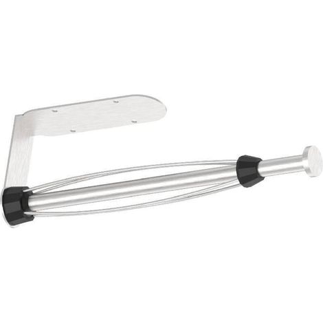 Porte-essuie-tout sous meuble nickel brossé porte-essuie-tout mural avec amortissement fonctionnement à une main, porte-essuie-tout sous comptoir avec autocollant et vis, adapté à la cuisine et à la s (1/5)