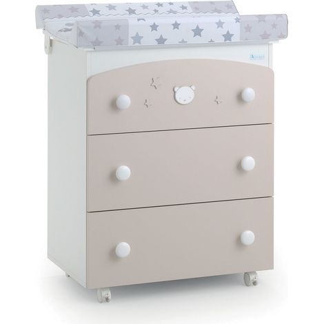 Bagnetto-fasciatoio Baby Dream Azzurra Design Havana fasciatoio per neonati bambini legno cassetti ruote cambio pannolino bagnetto
