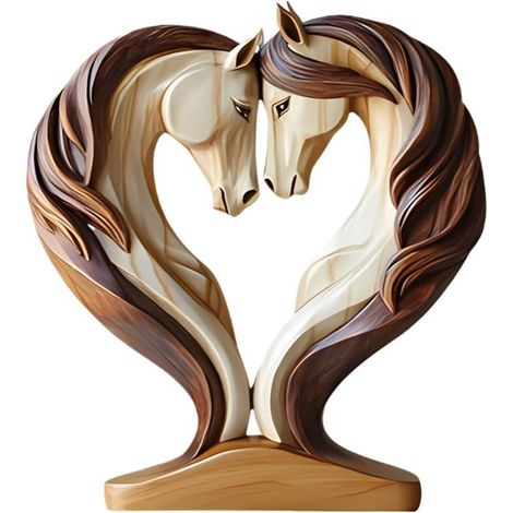 Petite sculpture de cheval en forme de cœur , décoration de tête de cheval - les chambres et comme cadeau pour les amoureux des chevaux (1/5)