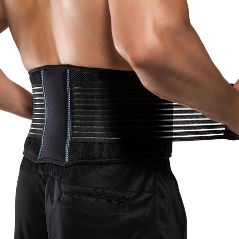 Rückenstützgürtel für Männer und Frauen – Lendenwirbelstütze mit verstellbaren Trägern – Linderung von Rückenschmerzen, Ischias und Hernien (H 85–95 cm) (1/5)