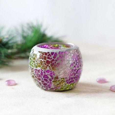 Porte-bougie En Verre Mosaïque Titulaire Votif De Bouetière Pour La Décoration De Fête De Mariage E (1/5)