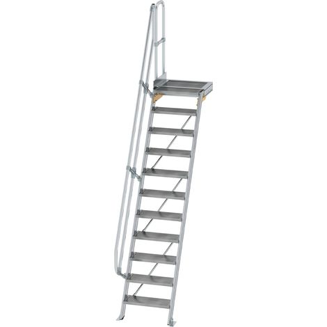 MUNK Treppe mit Plattform 60° inkl. einen Handlauf, 600mm Stufenbreite, 11 Stufen