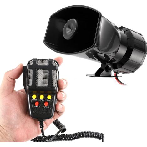 Clacson a sirena per auto da 100 Watt a 5 toni con microfono e sistema di altoparlanti PA. Universale per auto, veicoli, furgoni, camion, motociclette e ciclomotori. (1/5)