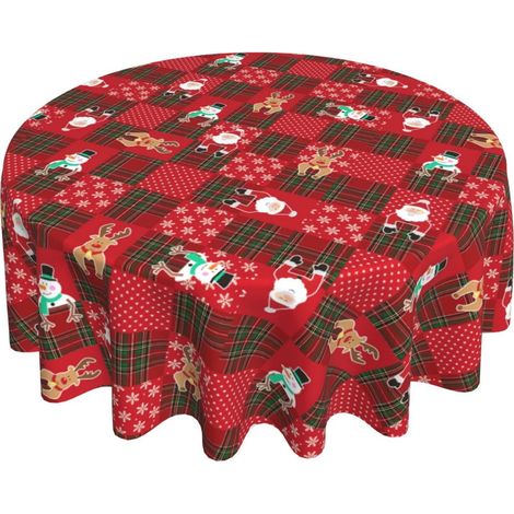 Nappe De Table De Noël Ronde - 150 Cm De Diamètre - En Vinyle Lavable - Pour Intérieur Et Extérieur - 1 Pièce (1/5)