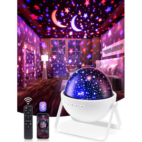 Baby-Nachtlicht mit Musik, Bluetooth-Sternenprojektor, Timer, 12 Farben, Kindernachtlampe, Sternenhimmel, Mädchen-/Jungenzimmer, ideales Geschenk. (1/5)