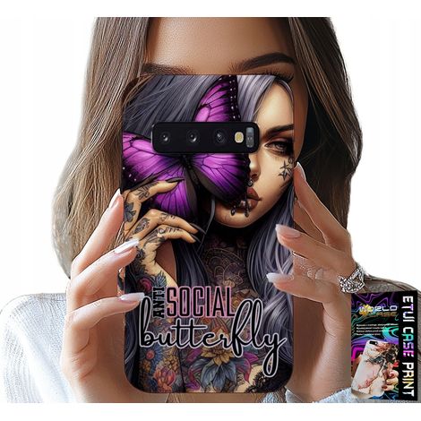 Hülle für Samsung Galaxy S10 – Anti Social Butterfly, pinkfarbener Schmetterling + Folie (1/5)