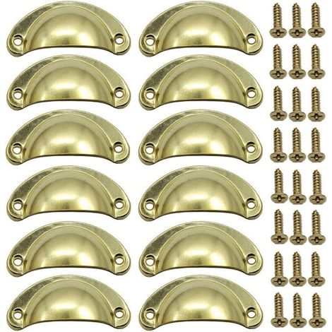 Poignée Bouton de Porte Décoration Rétro pour Meuble Tiroir Poignée de Coquille Vintage pour Tiroir Armoire Meuble Cuisine Fer Incurvé Bouton de Porte de Placard Retro Pour Armoire(12PCS) (1/3)