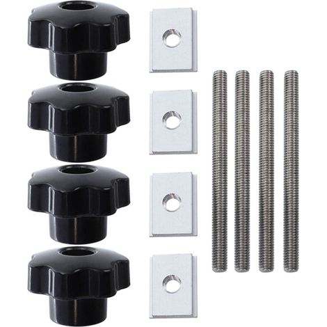 Spezielles Zubehör für T-Nut-Schienen für die Holzbearbeitung (4 Griffe + 4 Gewindestangen + 4 kleine M8-Schienen)