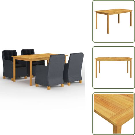 The Living Store Set Mobili da Pranzo per Giardino 5 pz Grigio Scuro - Tavolo da pranzo da giardino