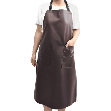 Tablier Étanche Tablier de Cuisine Tablier en PU avec 2 Poches Réglable pour Hommes (1/5)