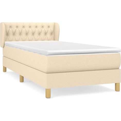 Maison Exclusive - Giroletto a Molle con Materasso Crema 100x200 cm in Tessuto (1/5)