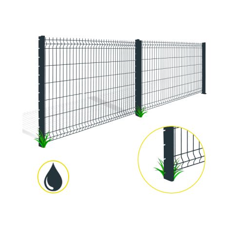 Cloture & Jardin – Kit grillage rigide gris anthracite 30m – Acier thermolaqué – Maille 200x55mm – Hauteur 1,93m – Garantie 10 ans (1/4)