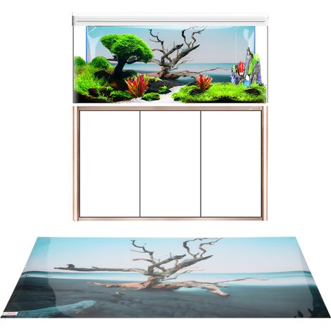 Papier Peint 3D Aquarium PVC pour Décoration de Fond de Bac à Poissons Motif Arbre Sec Ciel 61x41cm - AUTRES (1/5)