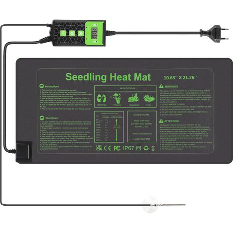 Wolketon Esterilla calefactora para semilleros 55×27 cm 27W con termostato regulable 5–45 °C (1/5)