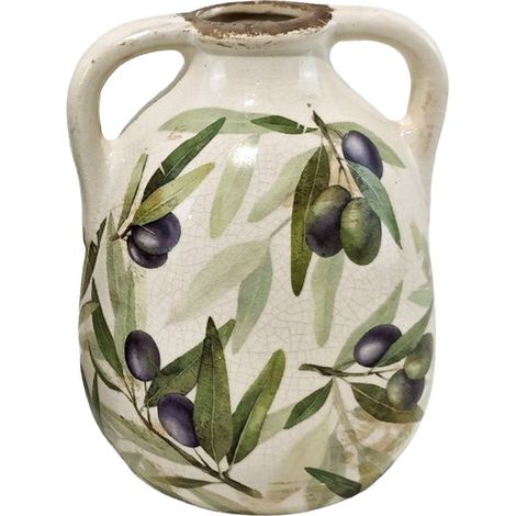 Vaso piccolo con manici in ceramica craquelé beige 18 cm (1/5)
