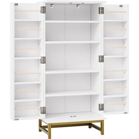 Buffet compact blanc et or avec étagères réglables pour cuisine et salle à manger (1/5)