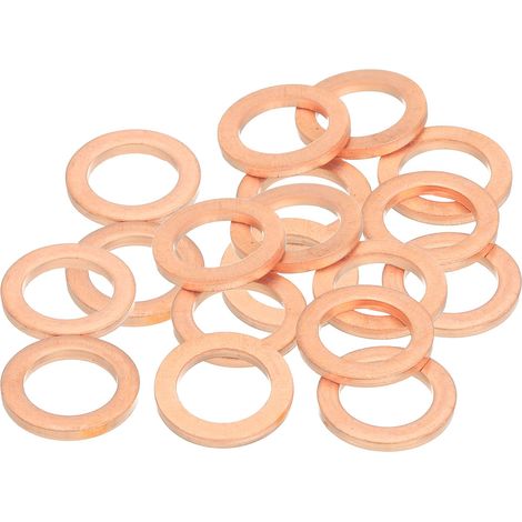 18Pcs Rondelles Métal Plates, Kit Rondelles Cuivre M12 Rondelles, 12mm ID, 18mm OD, 2mm Epaisseur D'Etancheite Cuivre Ecrasables Assortiment Pour Boulons Vis (1/5)
