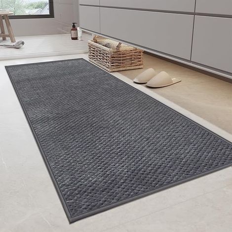 Microfibre Bathroom Rug 70 x 120 cm Grey (1/3)