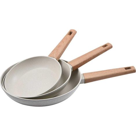 Bergner Naturally Juego de 3 Sartenes de Aluminio Forjado Arena