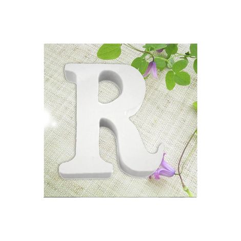 LETTERA "R" IN LEGNO BIANCO 12CM ALFABETO MATRIMONI COMPLEANNI DECORAZIONI FESTA