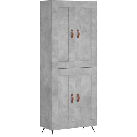 Buffet bahut commode armoire meuble de rangement organisateur cuisine salle de séjour salon haut 69,5 x 34 x 180 cm bois d'ingénierie gris