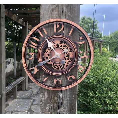 AlwaysH Large Retro Garden Clock - Weatherproof - Bathroom Clock - Vintage Decor - No Ticking (1/5)