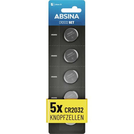 Absina Knopfzelle CR 2032 3 V 5 St.  Lithium