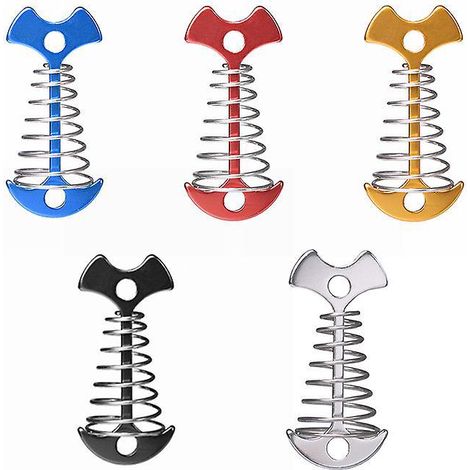 alliage D'aluminium Fishbone Tente Steakes,5 Pices Deck Anchor Piquets Camping Tente Pegs Avec Boucle Ressort Pour Accessoires De Pche En Plein A (1/5)