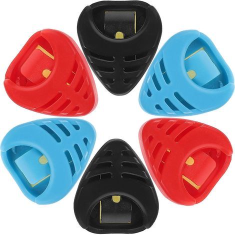 Boîte de rangement pour médiators de guitare en plastique (lot de 6), en forme de goutte, avec clip et support pour médiators standard.-M (1/4)