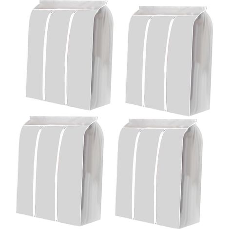 Large Wardrobe Bags for Travel, 4-Pack  Translucent Zipper, Dustproof, Wrinkle-Free, EVA Material Garment Storage for Suits and Coats (1/5)