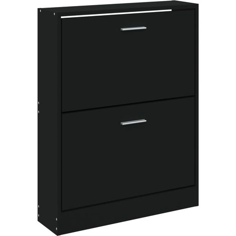 Zapatero mueble para entrada pasillo y salón 59 x 17 x 81 cm madera de ingeniería negra 020021985 (1/5)