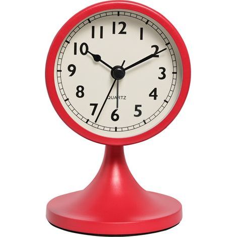 Metal Reveil Analogique sans Tic-tac, avec Lumière de Nuit, Vintage Rouge Horloge de Chevet Silencieuse pour Bureau Chambre Table 13cm (1/4)
