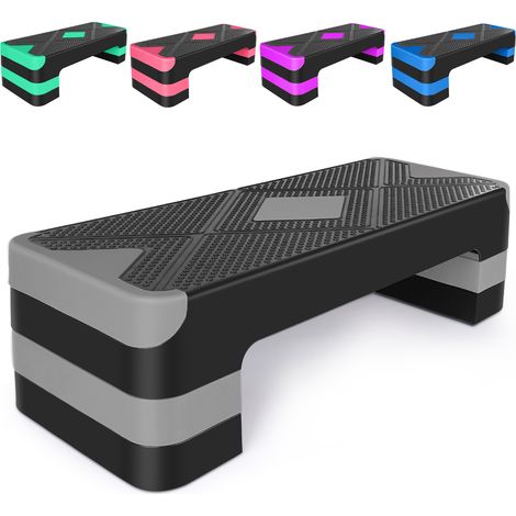 Plateforme de Step Aérobic Ajustable en ABS avec 3 Hauteurs, 68,5 x 27,9 cm, Gris (1/5)