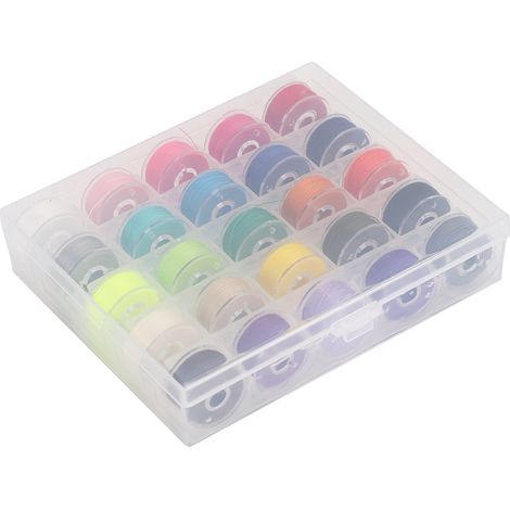 Fil à coudre coloré avec canette en plastique pour machine à coudre, adapté à la broderie à la main à domicile, 25 carrés. (1/5)